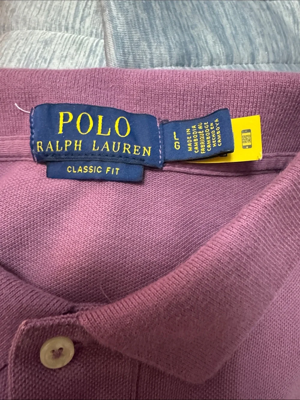 Polo by Ralph Lauren Men's Mauve Short-Sleeve Polo with Light Blue Logo